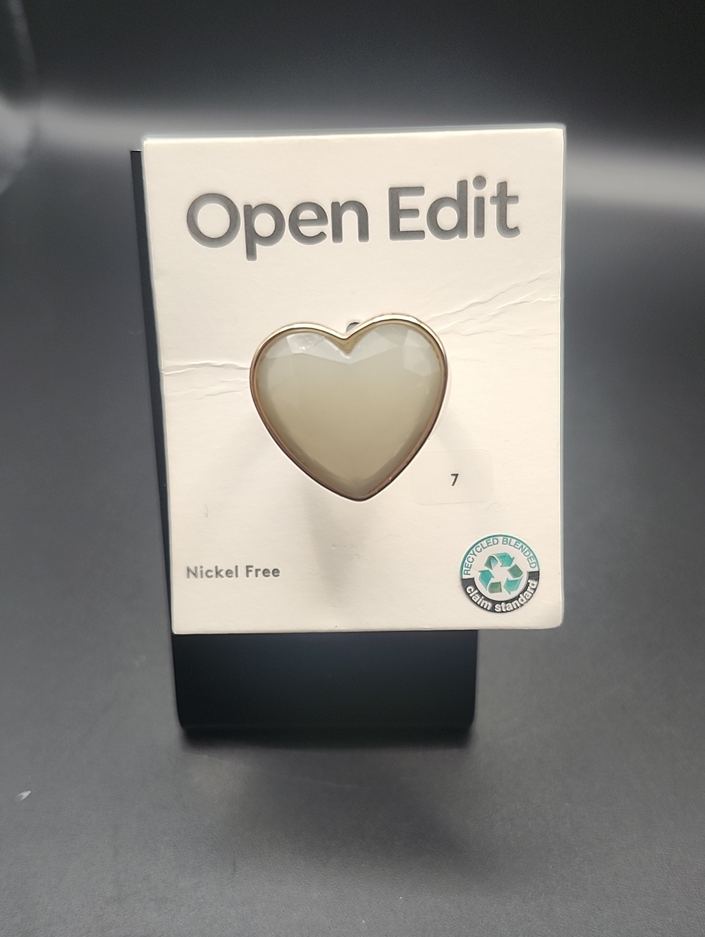 Open Edit Heart Cocktail Ring with Cream Stone
